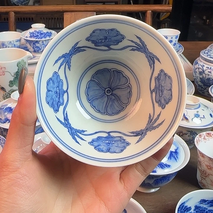 名窑口 秋葵宫碗放漏