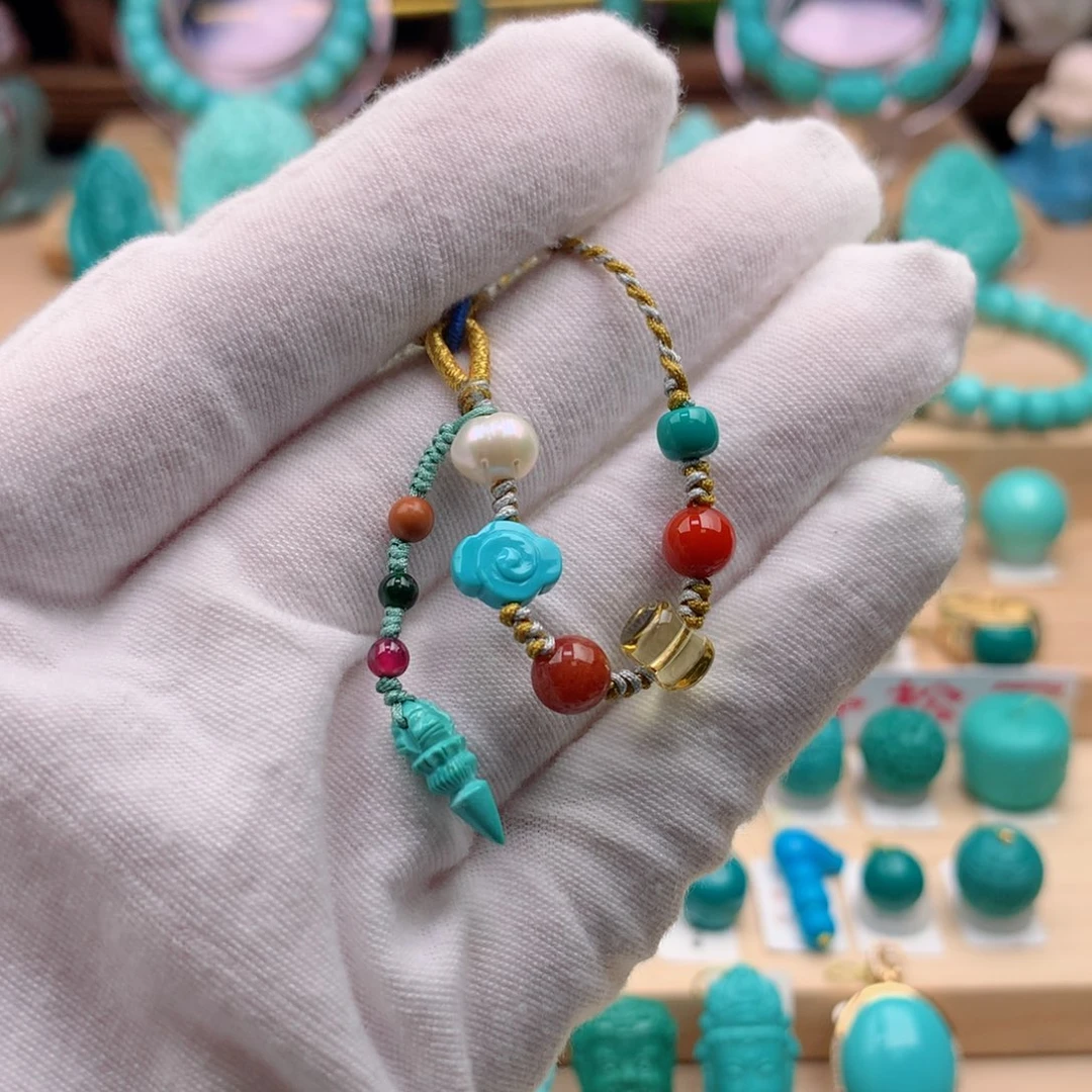 绿松石珠宝奇石未镶嵌小****人