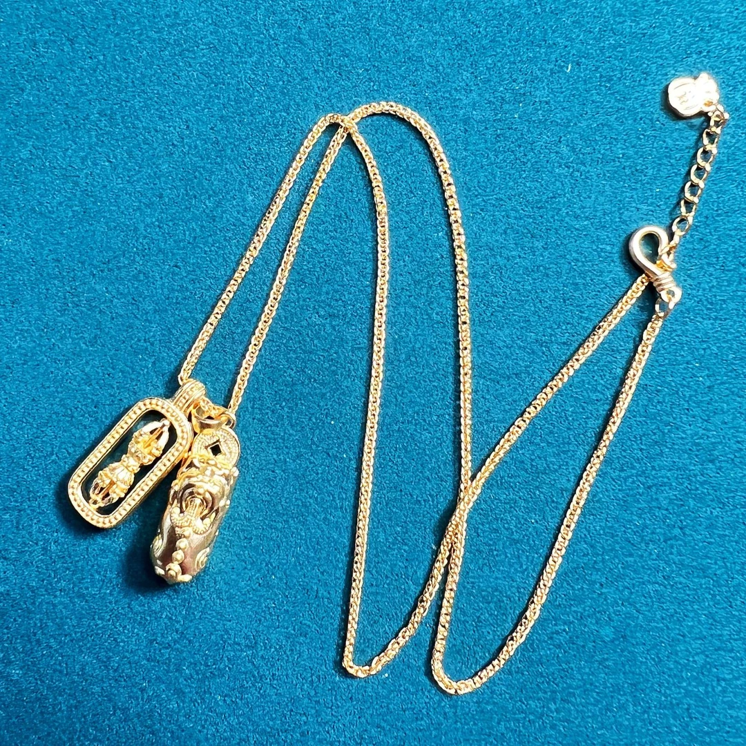 足金 古法经典护佑招财貔貅金刚杵套链