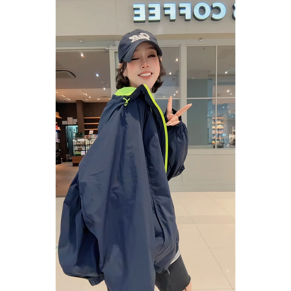 JVM定制26001夏季新款薄料拼色防晒风衣