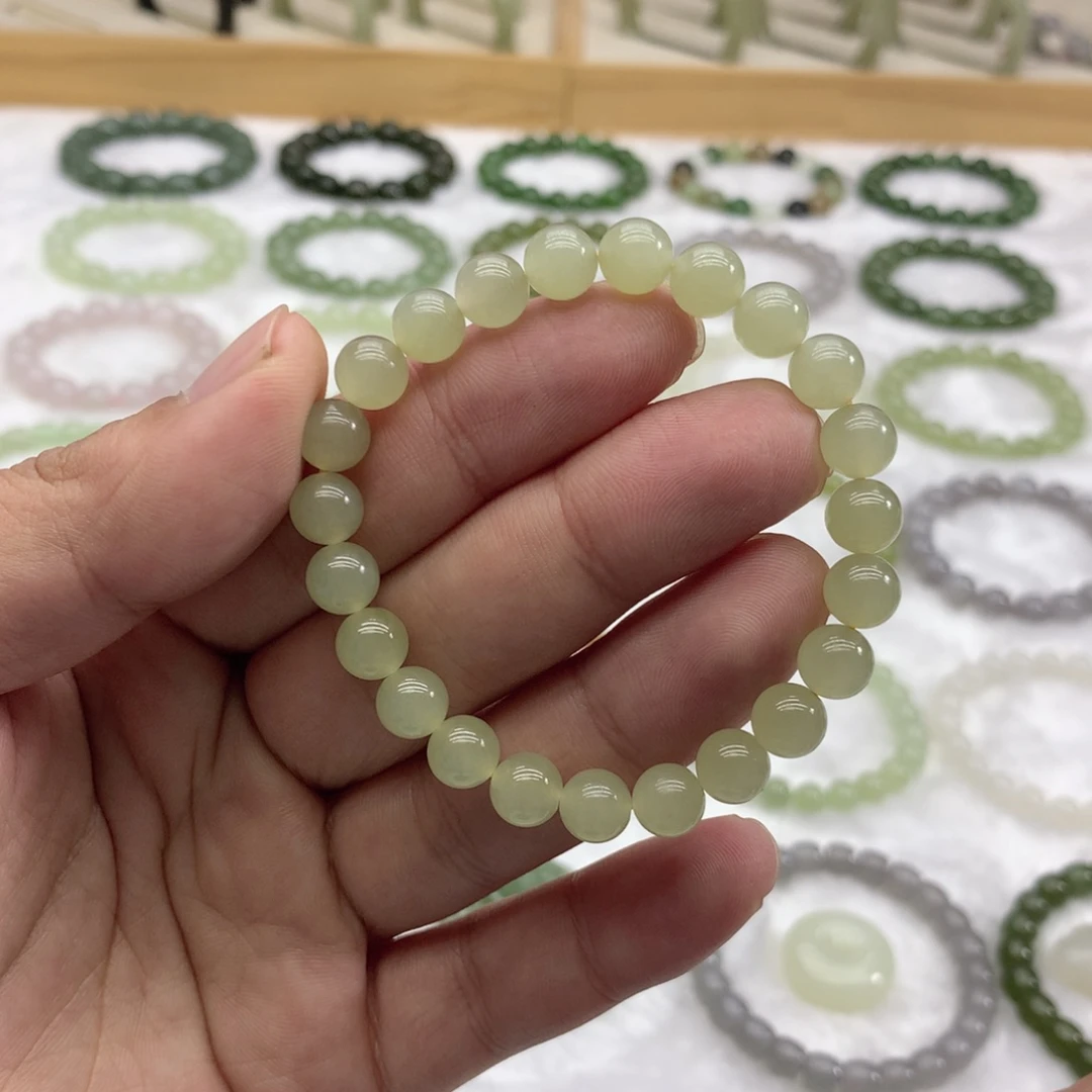 和田玉未镶嵌手串（蜂蜜水7.8）