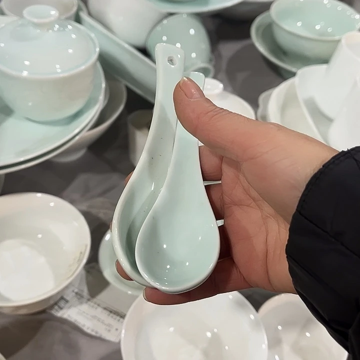 瓷片青瓷小勺十个微瑕包邮