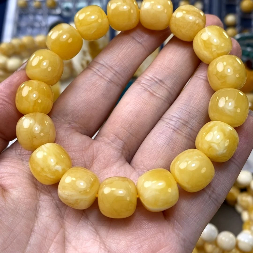 裸石琥珀未镶嵌13*12老型手串微瑕
