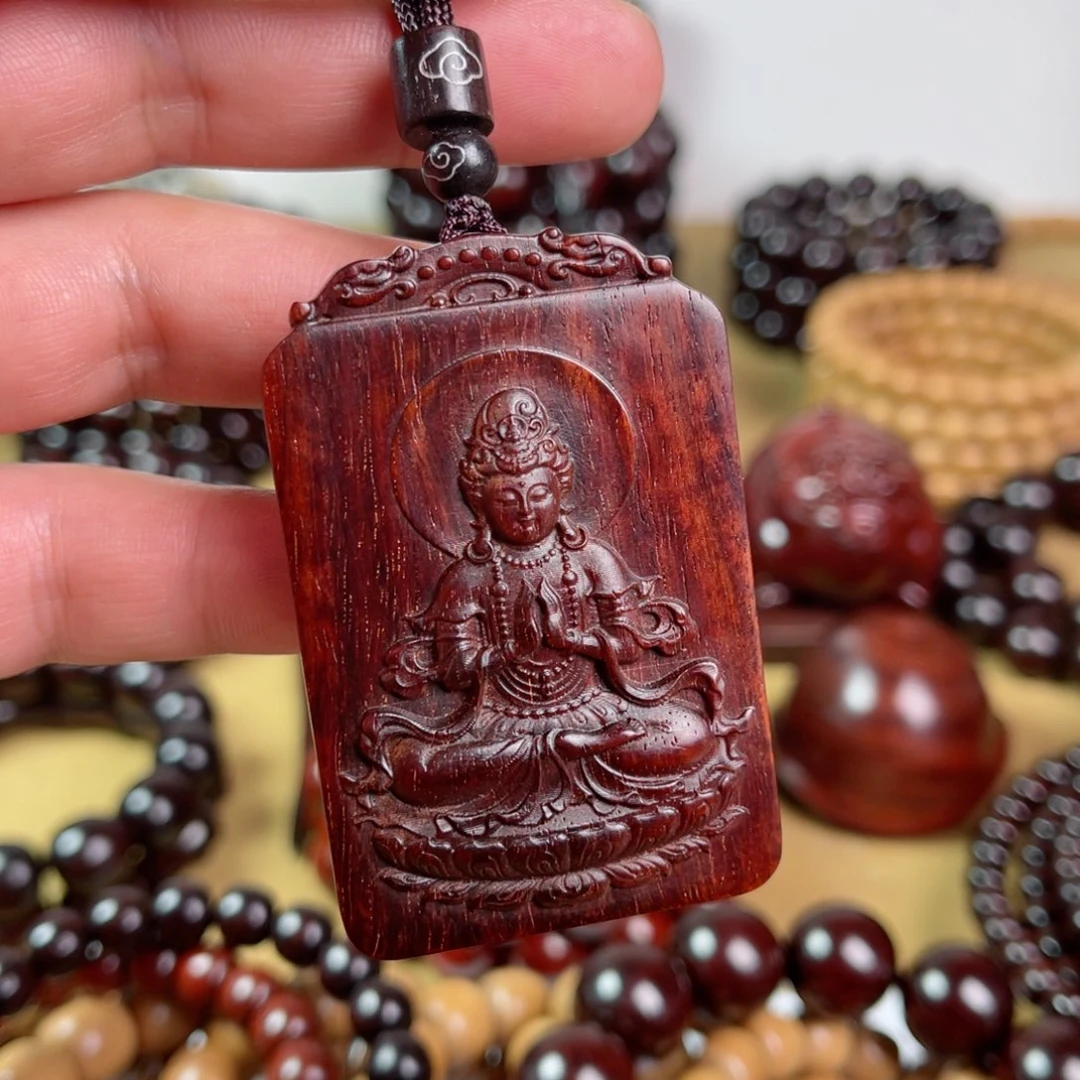 小叶紫檀吊坠461观音佛牌满金星