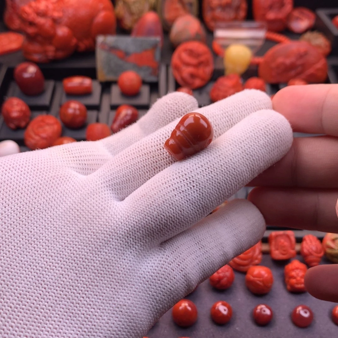 南红玛瑙未镶嵌【传仁】川料九口原矿火焰纹奶嘴三通13.3mm