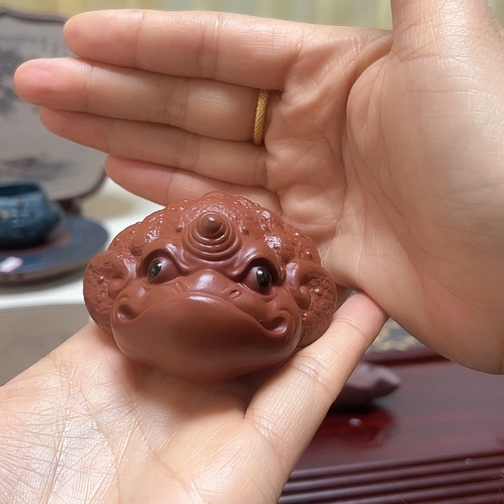 茶宠紫砂茶宠朱泥将军蟾