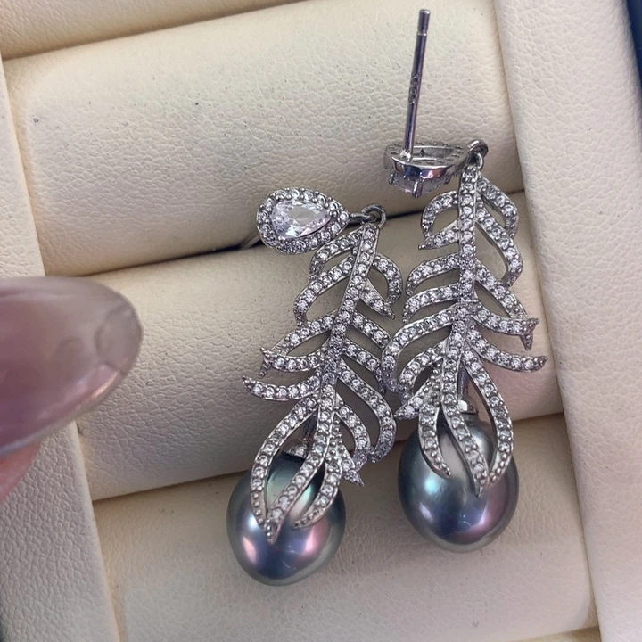 银S925镶嵌耳饰海水珍珠