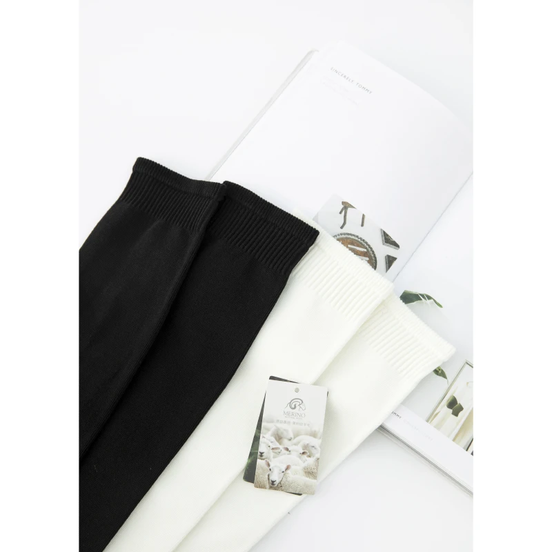 BAYBERYL老贝2双装*黑白中筒螺纹百搭小腿堆堆袜子DD5B1427-2/15