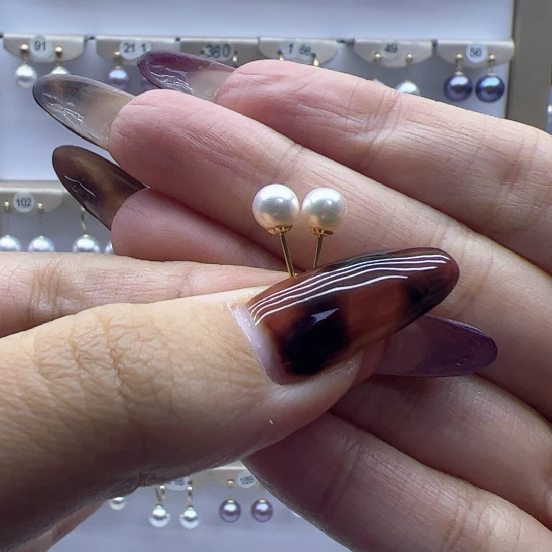 淡水珍珠耳饰18K金镶嵌