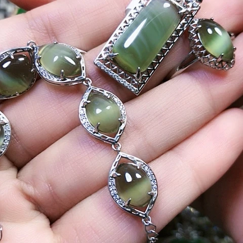 和田玉银S925镶嵌戒指