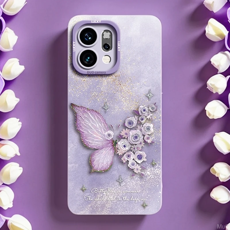 文艺蝴蝶适用opporeno14Pro手机壳reno13pro防摔ins风数码配件11
