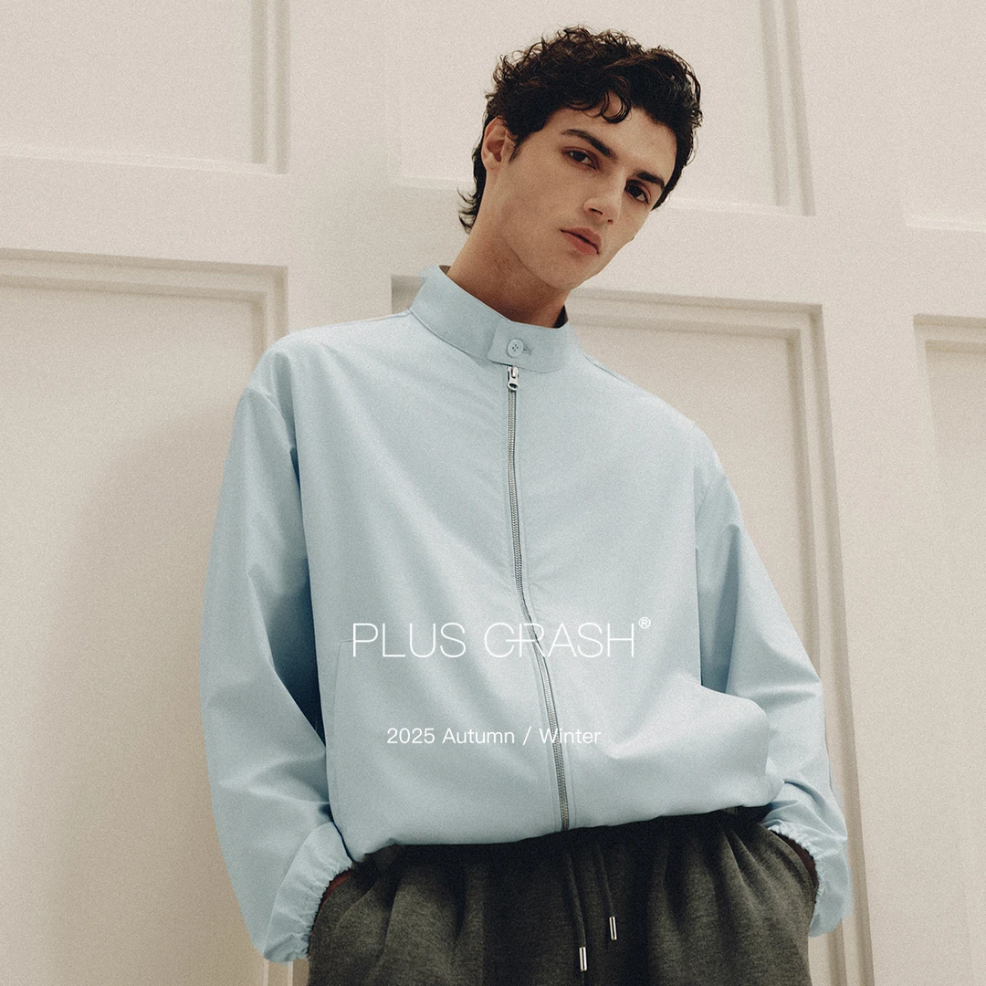 PLUS CRASH老钱风极简高智简约立领长袖拉链夹克秋季外套上衣宽松