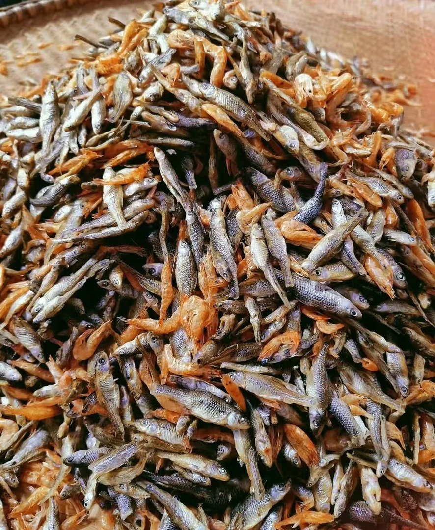 【瘦瘦走乡村】农家火培嫩子鱼麦穗鱼淡水小鱼，小虾干。