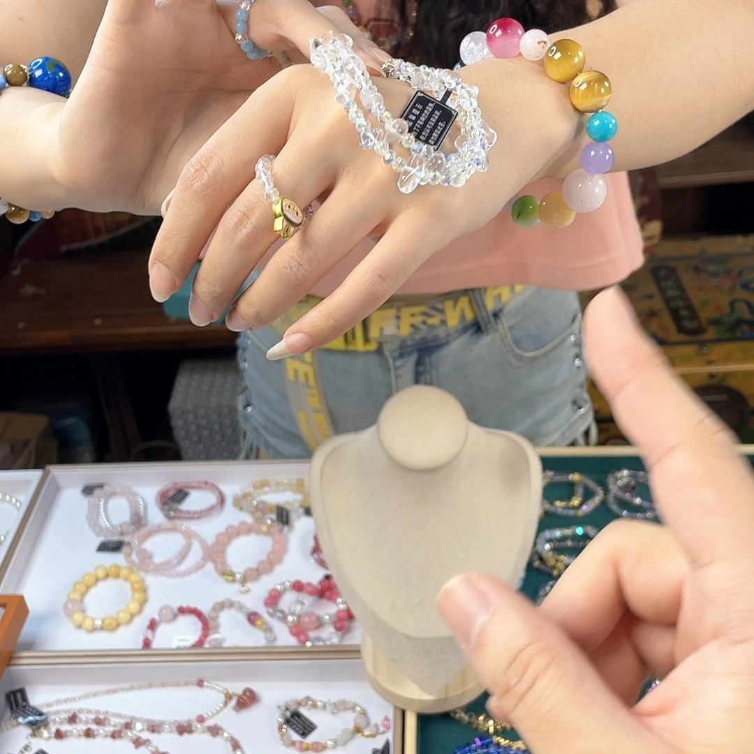 水晶手链银S925镀金镶嵌