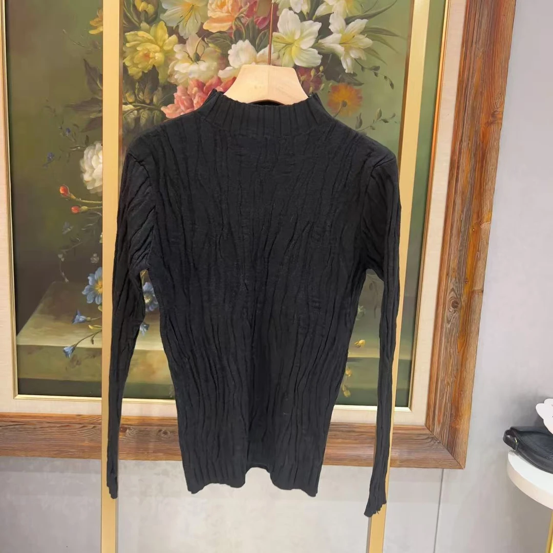半高领不规则纹理打底时尚百搭针织衫女秋冬