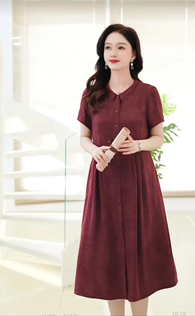 夏季连衣裙洋气长裙复古气质休闲显瘦收腰