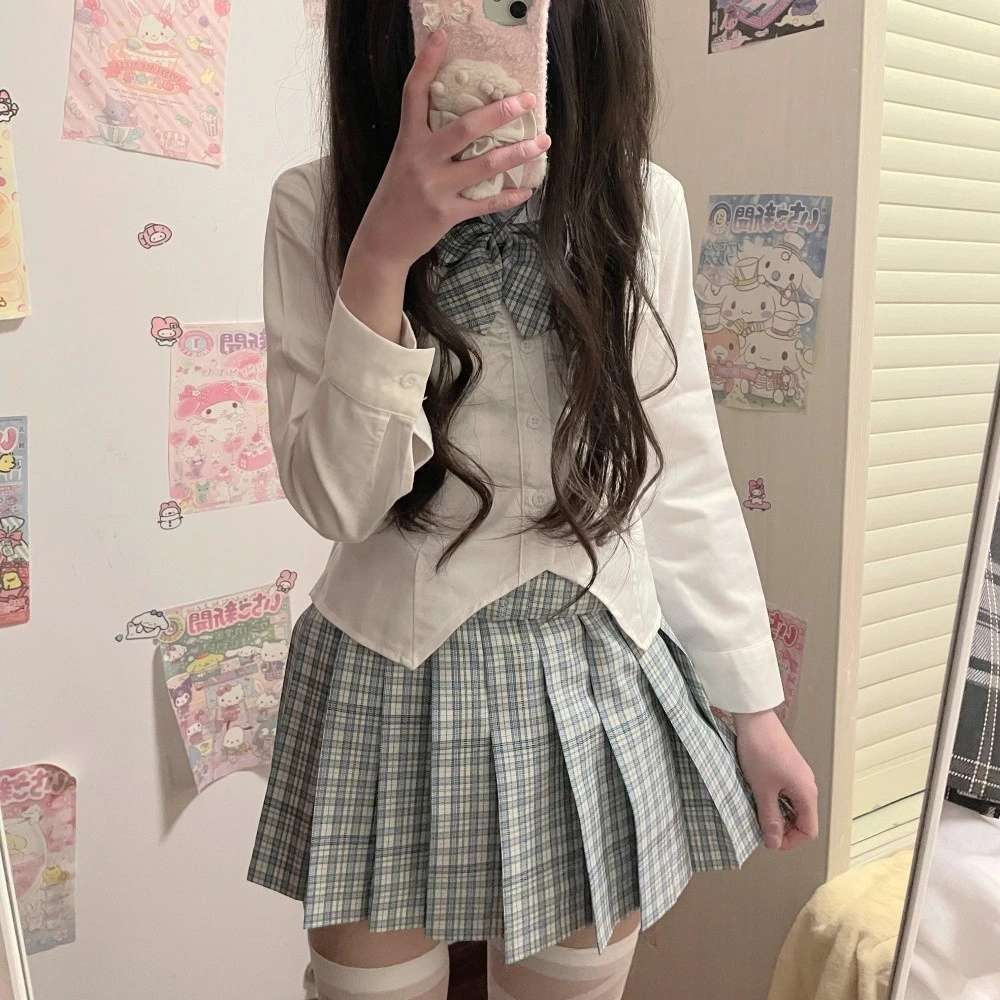 小暮花恋【小暮】jk制服原创jk裙学院风百褶裙短裙女绿色多巴胺复古