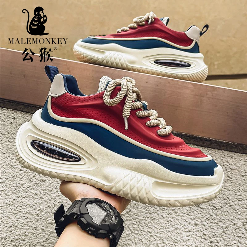 公猴男鞋2025新款厚底增高时尚休闲鞋男士百搭耐磨运动老爹鞋XG01