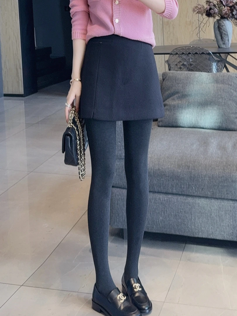 【大静静】白色“雾都晚宴”秋冬韩系高腰修身显瘦A字裙