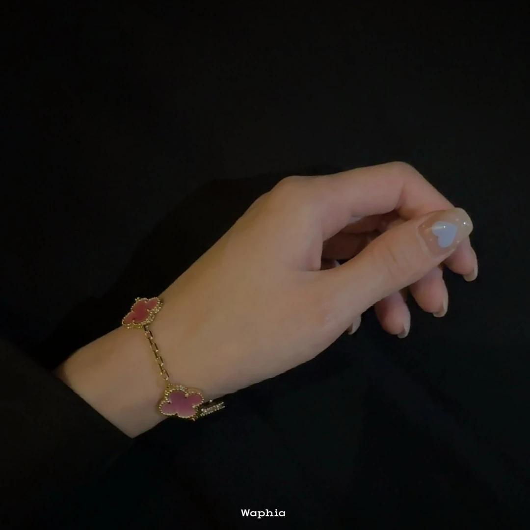 合金手链 Waphia设计师款经典时尚【粉色、粉间钻五花手链】 VC031