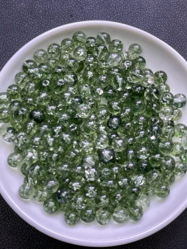 天然珠宝玉石 满天星绿幽灵散珠Y2245  12MM  10颗（赠弹力绳）