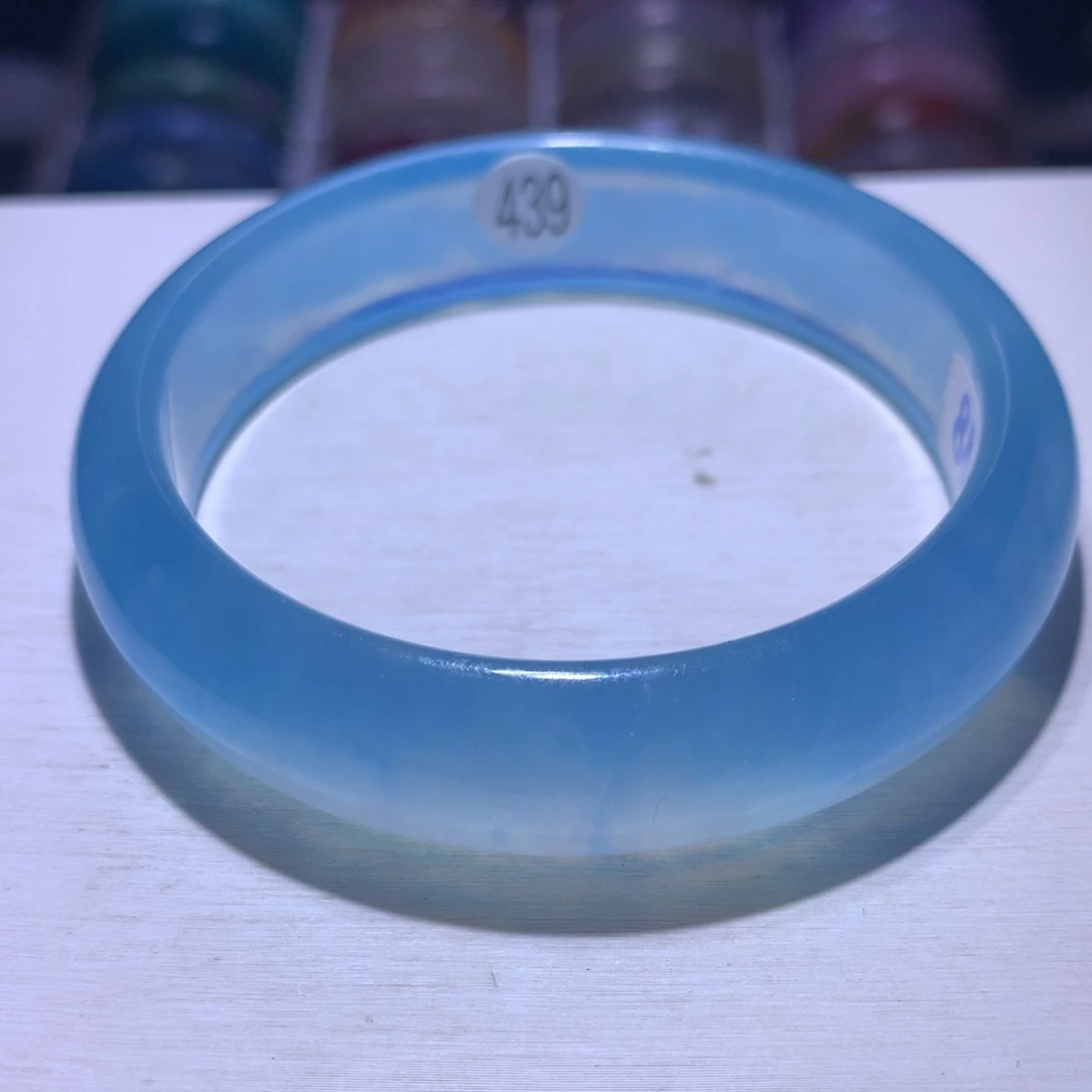 手镯银S925镶嵌水晶海蓝宝60.4圈439