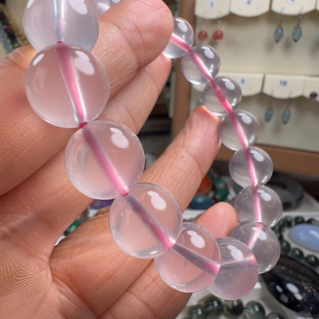 未镶嵌芙蓉石手链天然粉晶