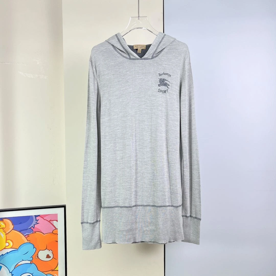 95新 BURBERRY/博柏利 连帽针织上衣/L码/Xspk439