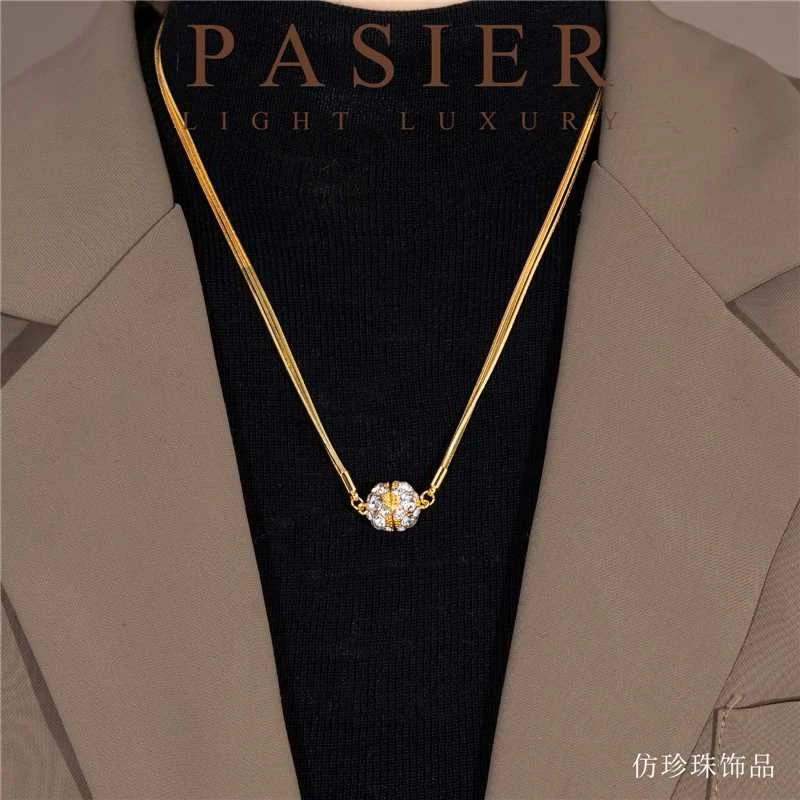 铜合金合成锆石项链 铂思亚  铜合金 [星星相连]BD5018