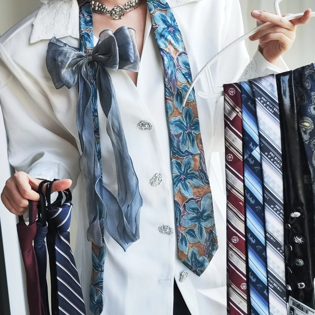 中古vintage复古潮流风巴洛克精品提花刺绣高级商务百搭领带