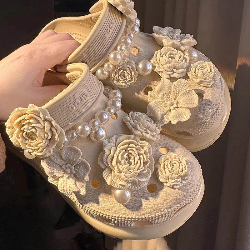 洞洞鞋鞋花适配crocs卡骆驰杜鹃花洞洞鞋配饰鞋花扣diy装饰配件