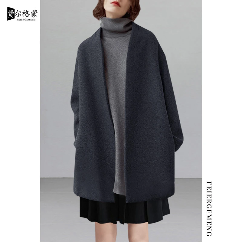 极简风主义宽松羊毛呢子大衣女2025秋冬小个子高端气质名媛外套