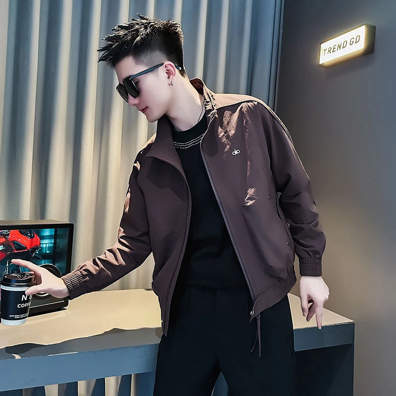 外套男款春秋新款青少年男生衣服高级感网红洋气炸街男装立领夹克