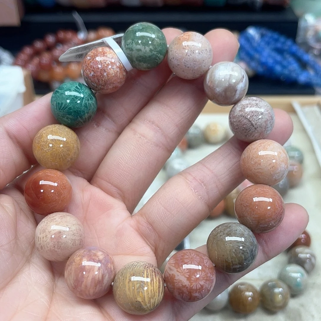 硅化珊瑚（珊瑚玉）手串未镶嵌星***978