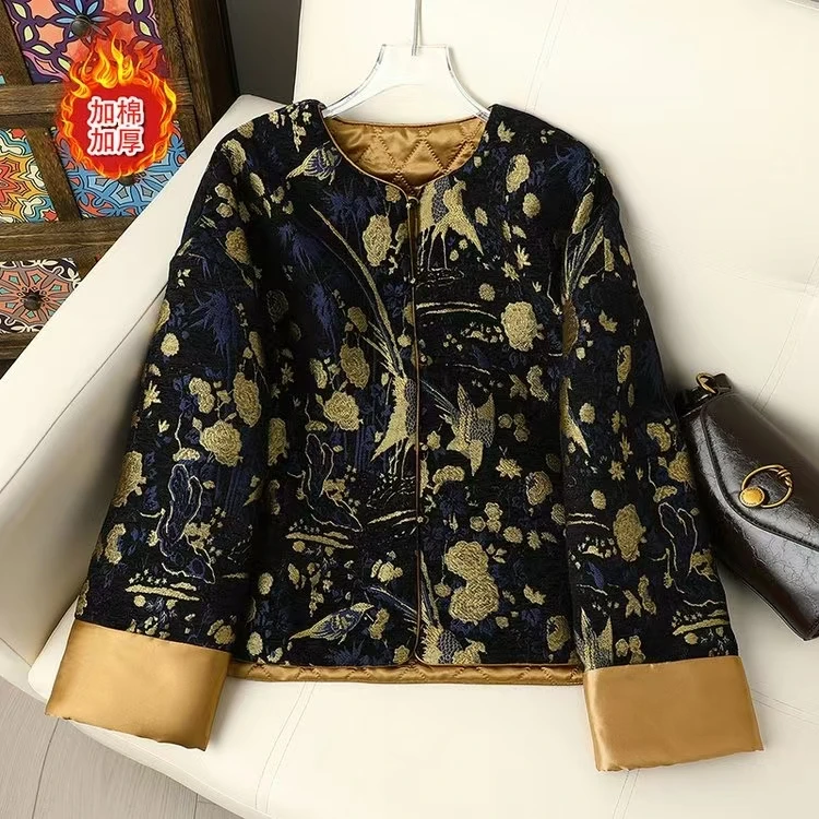 常规时尚女棉服宽松秋冬提花宽松型网红棉衣常规款