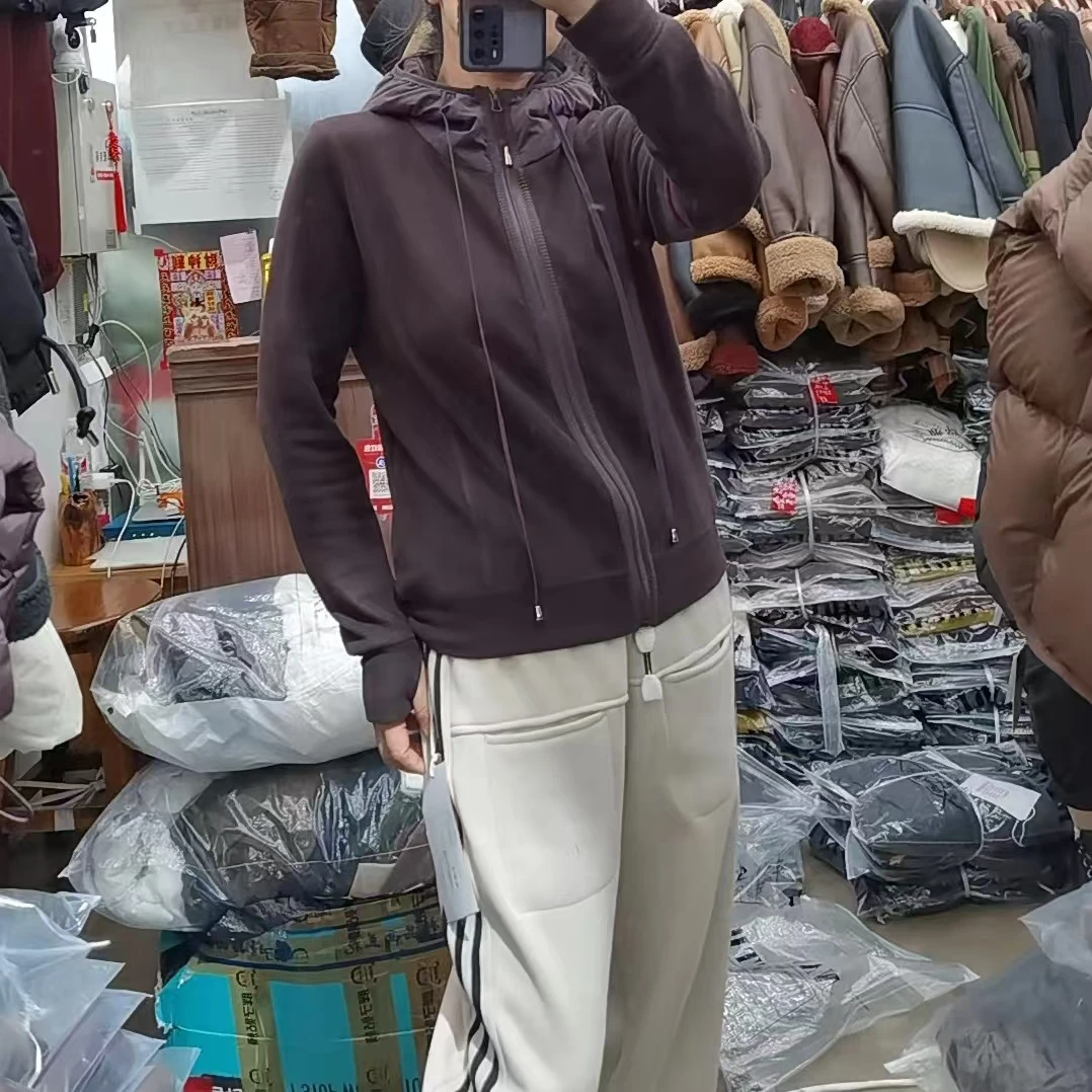 慵懒显瘦加厚连帽卫衣开衫休闲百搭减龄短外套长袖