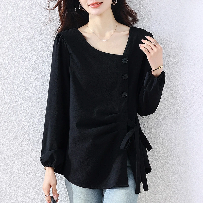 设计感衬衣大码女装春新款宽松显瘦减龄气质上衣潮长袖百搭衬衫女