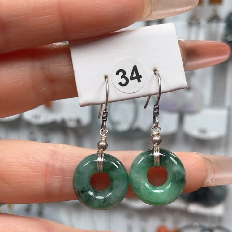 【闪购商品】翡翠耳饰银S925镶嵌耳饰