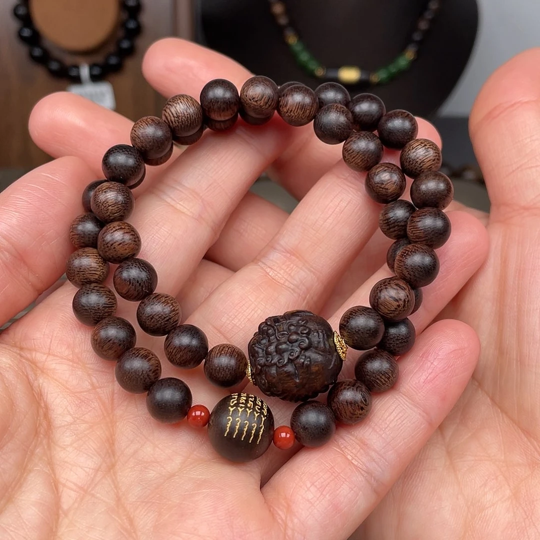 沉香手串越南富森土沉0.8瘤疤玉化