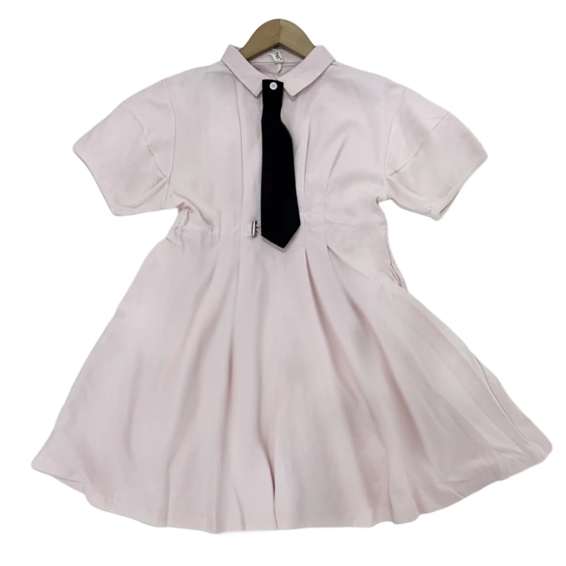 【菲菲家】女童夏季2024新款儿童学院风气质翻领连衣裙洋气潮QZ030