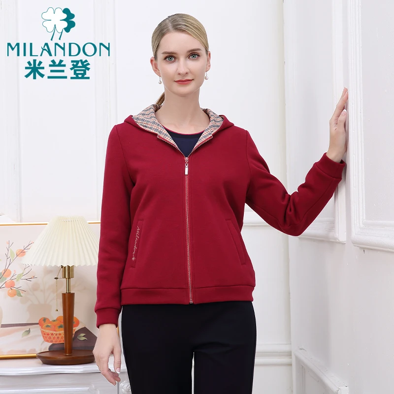 MILANDON/米兰登秋冬加绒加厚外套保暖洋气休闲连帽女士1P3T2104X