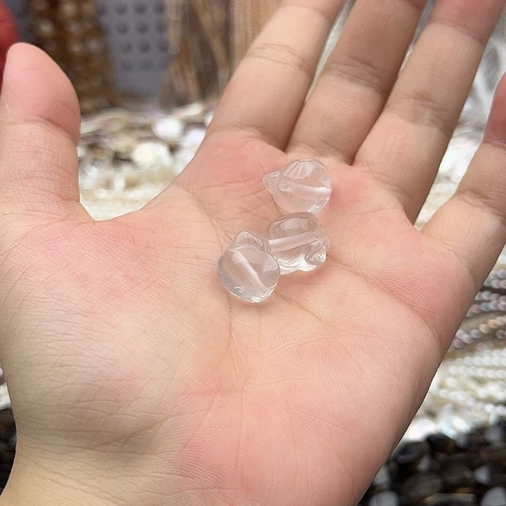 未镶嵌玛瑙/玉髓珠宝半成品一个14/13mm左右白水晶kt猫