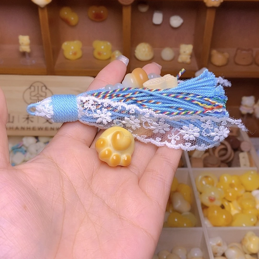 ***猴头核桃吊坠猫爪海盐流苏