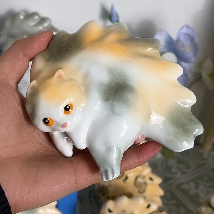 陶三花小猫摆件可爱