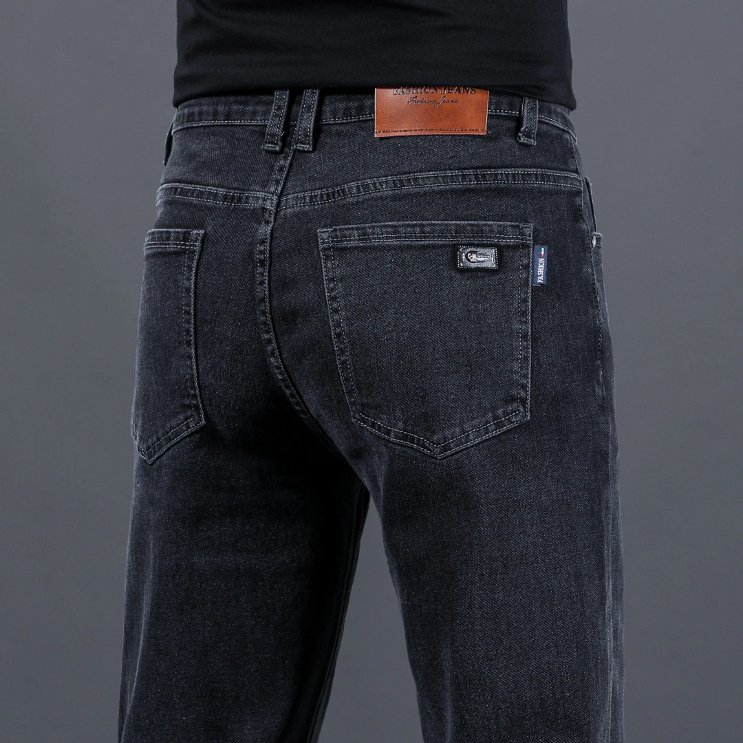 香港高端牛仔裤男士2025秋冬新款修身直筒弹力商务休闲百搭长裤子