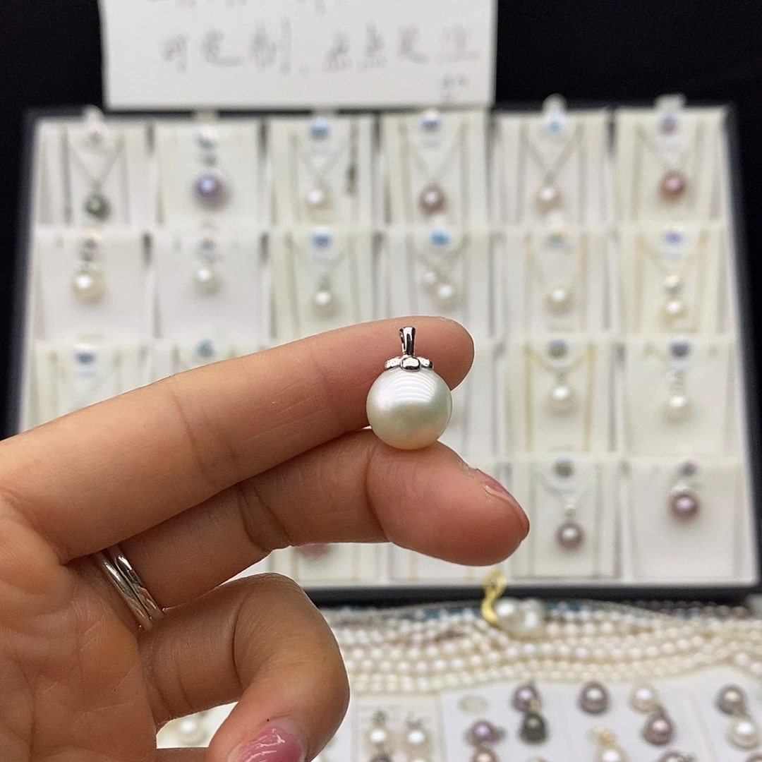 吊坠(不含链)银S925镶嵌淡水珍珠