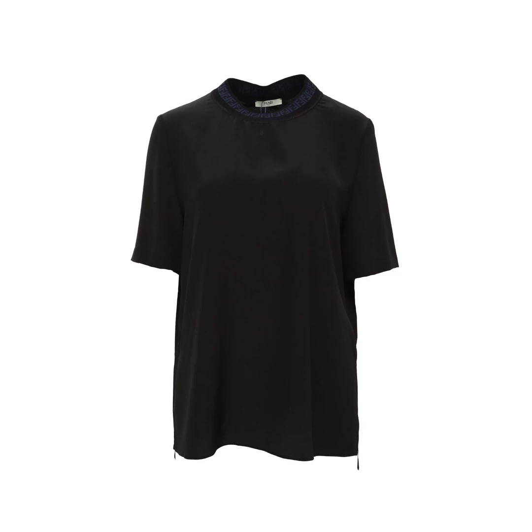 未使用 FENDI/芬迪 汤/P225684618/领口满印logo短袖 T恤