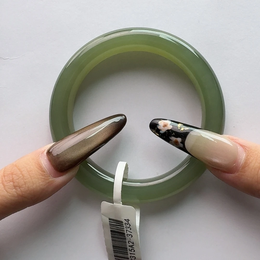 和田玉未镶嵌手镯高冰湖水绿54/55