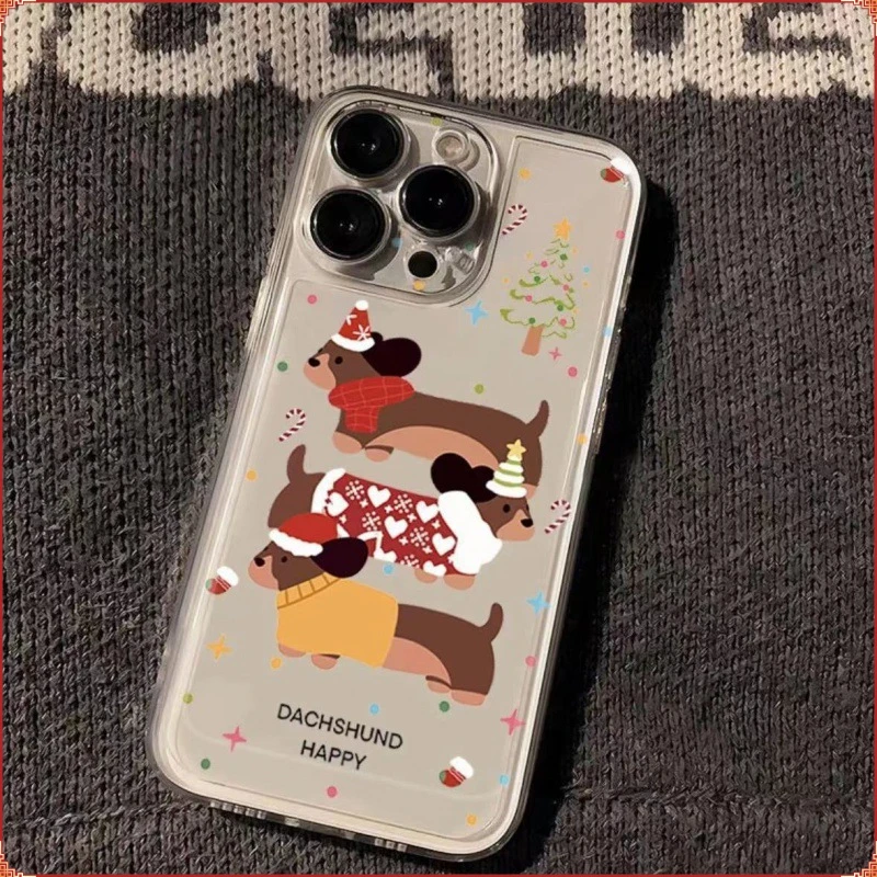 圣诞腊肠狗苹果15手机壳情侣14全包13创意防摔12/11个性ins卡通