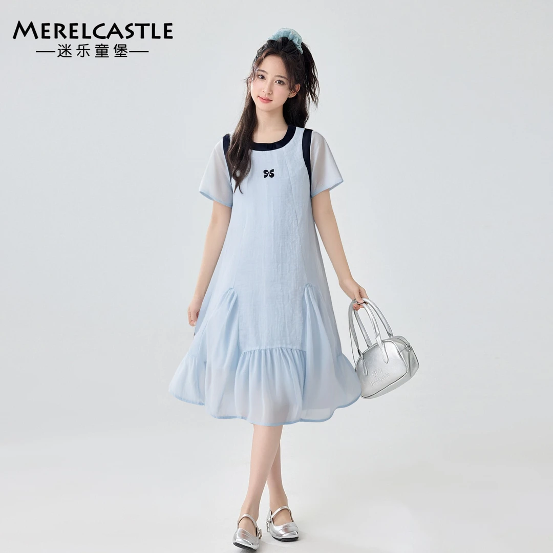 C5721女童不规则下摆连衣裙